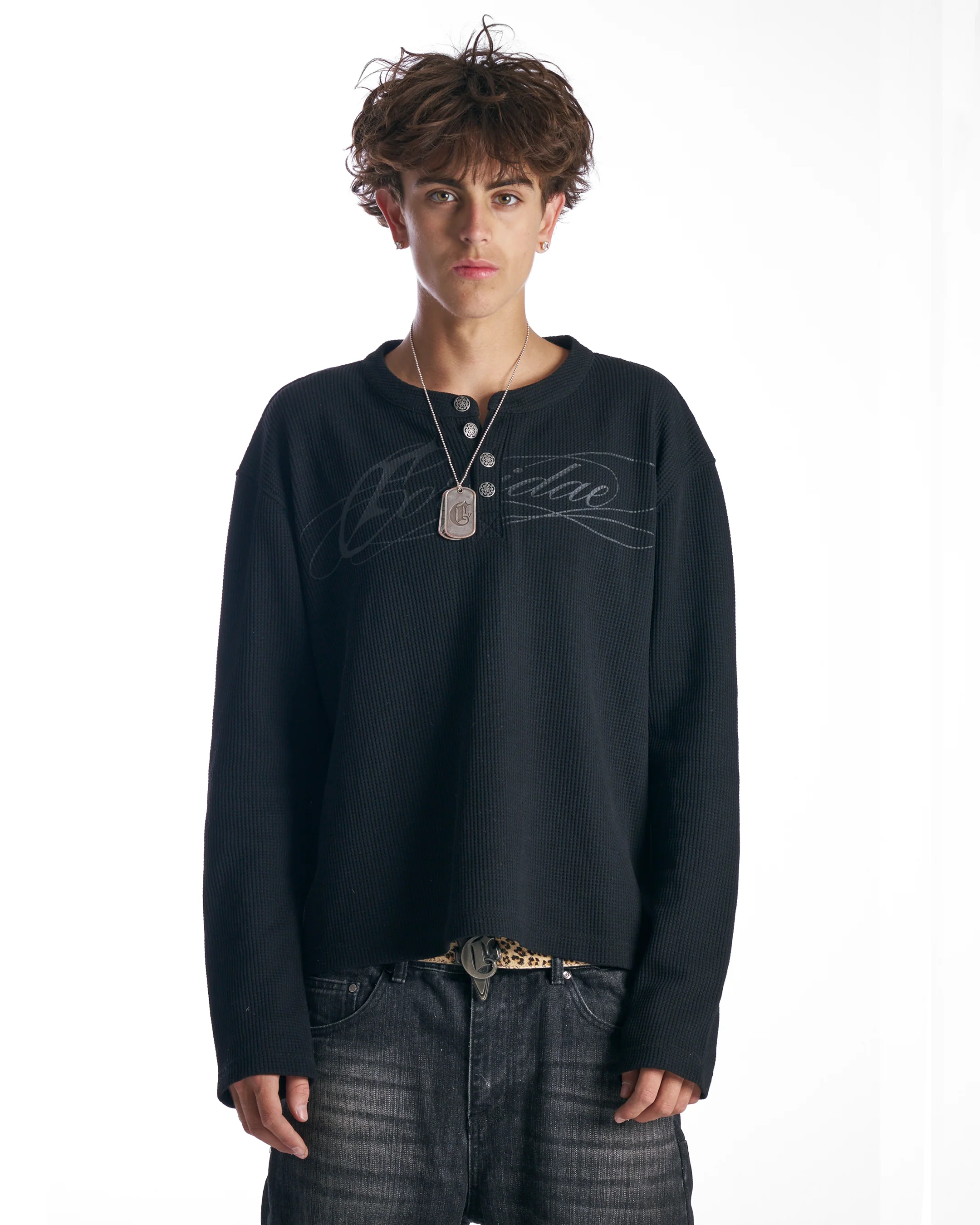 Black Script Henley - Image 2