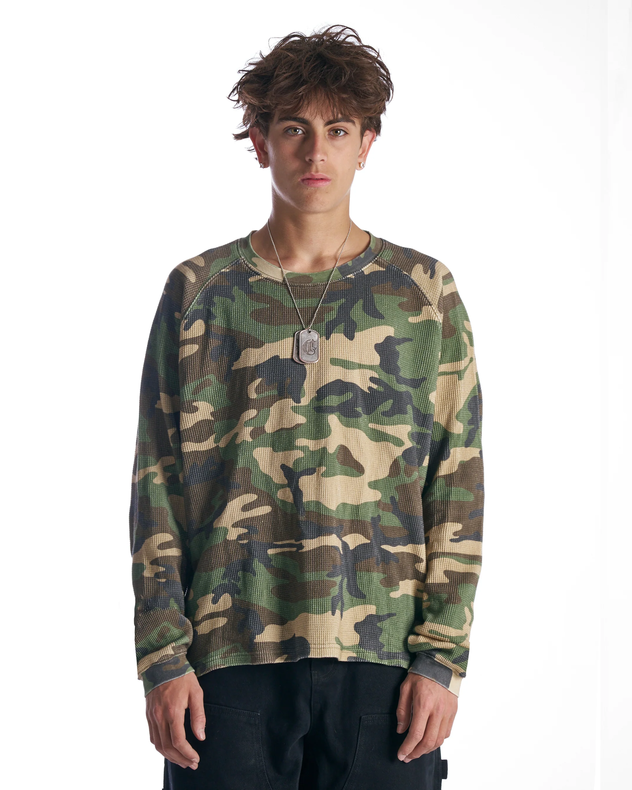 Camo Script Raglan Waffle
