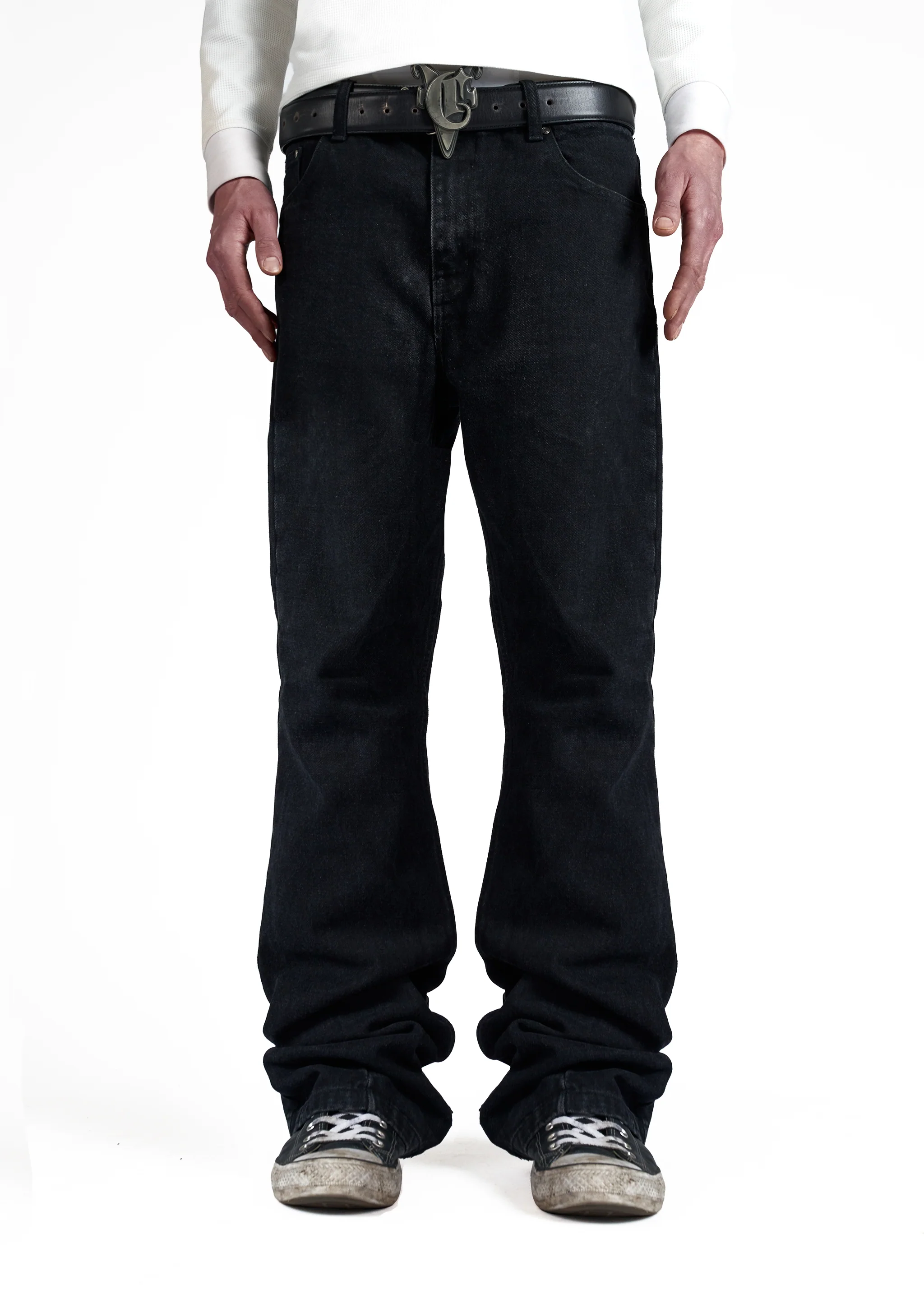 HEAVY BLACK FLARED DENIM - Image 3