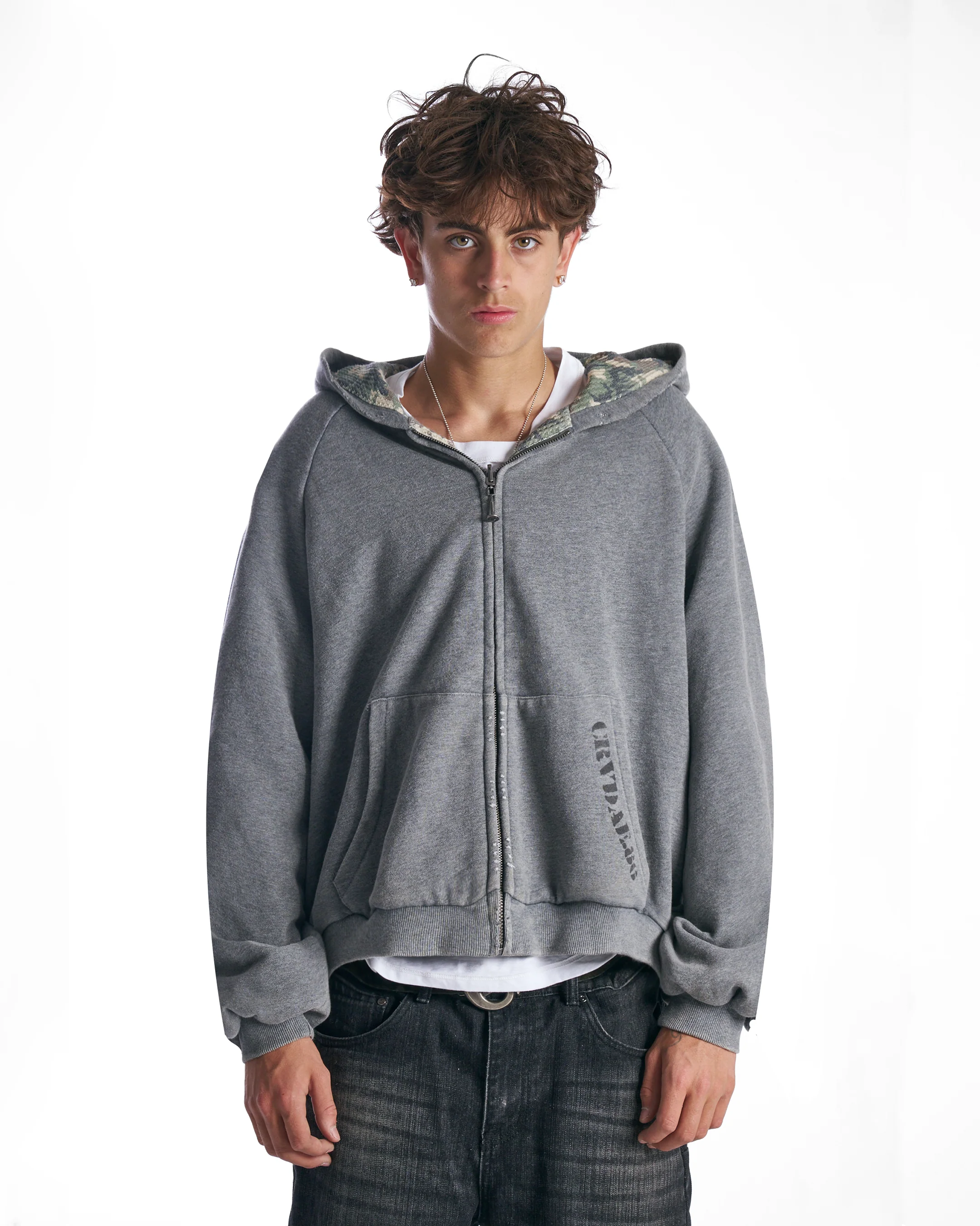 Sun Faded Script Reversible Hoodie Grey - Image 2