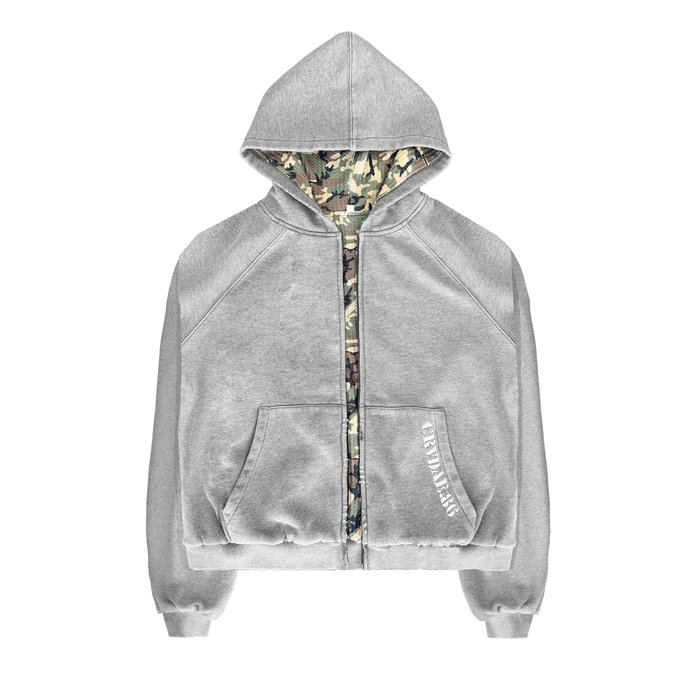 Sun Faded Script Reversible Hoodie Grey - Image 4