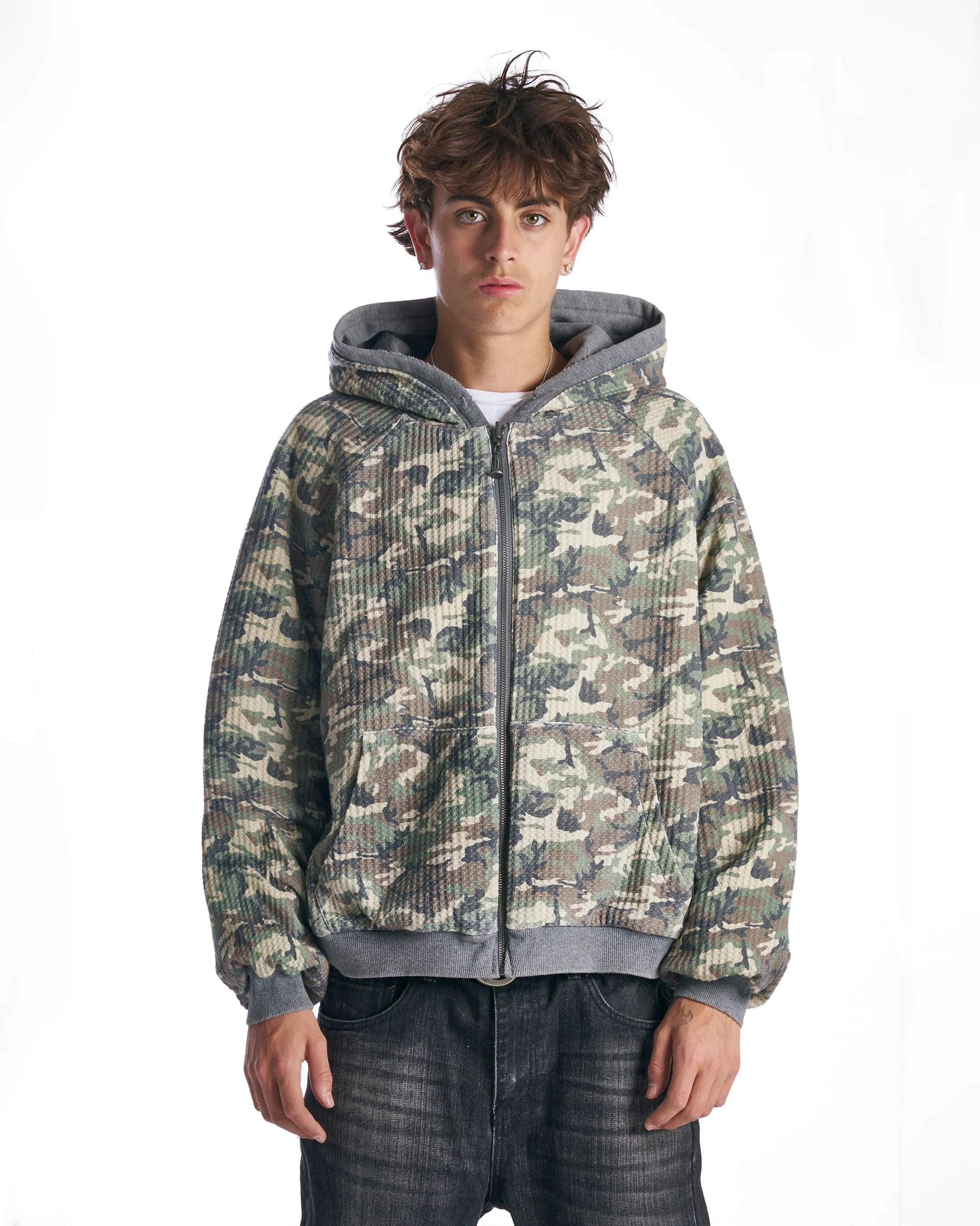 Sun Faded Script Reversible Hoodie Grey - Image 5